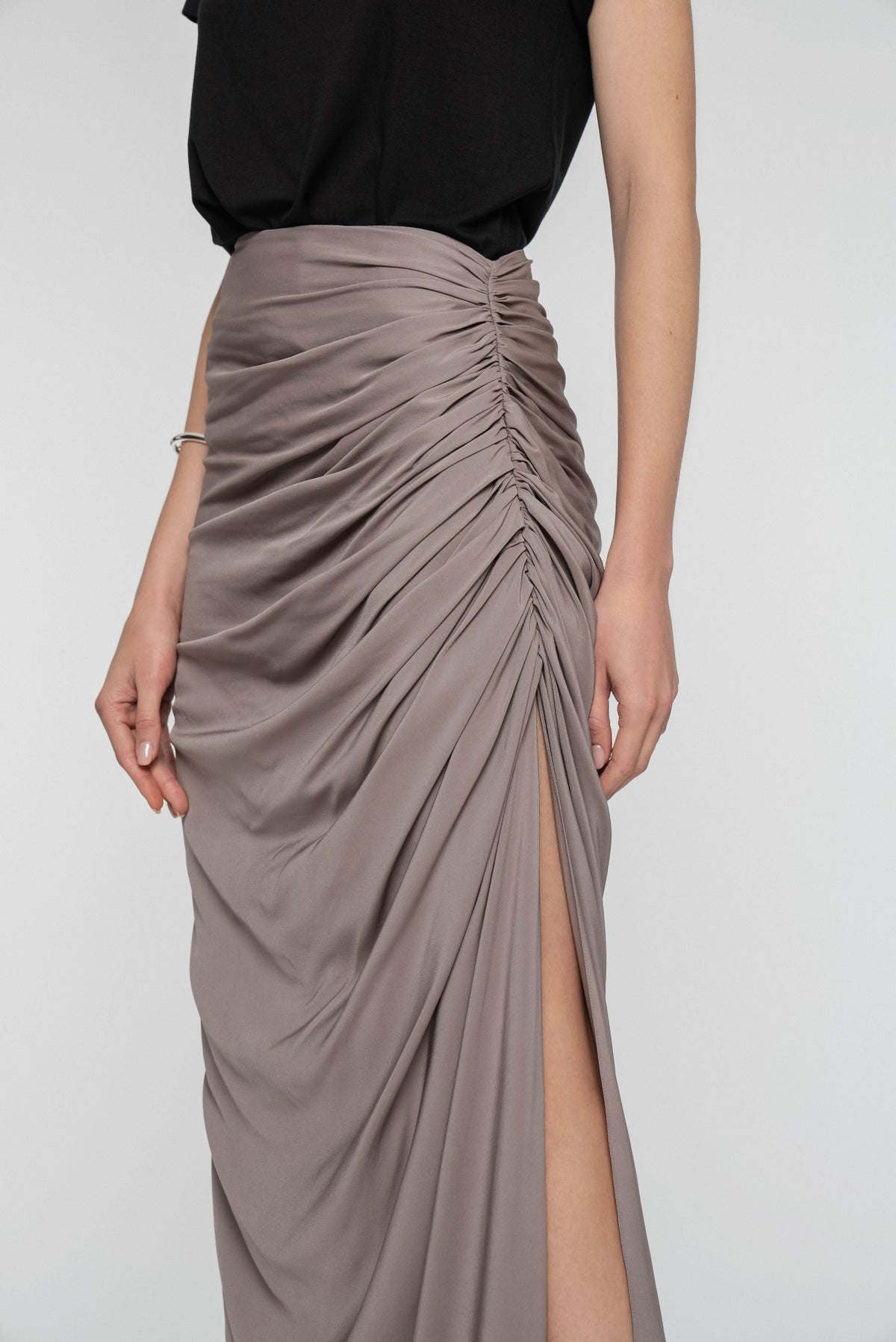 Draped Long Skirt in Light Cady