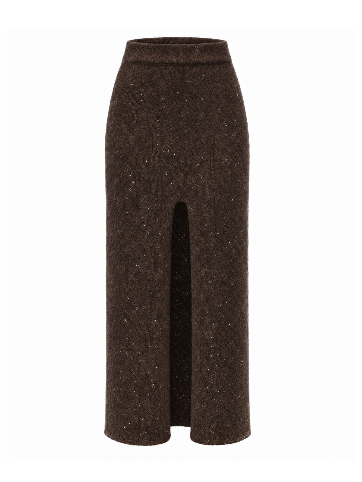 CHARIS Long Skirt with Slit Brown