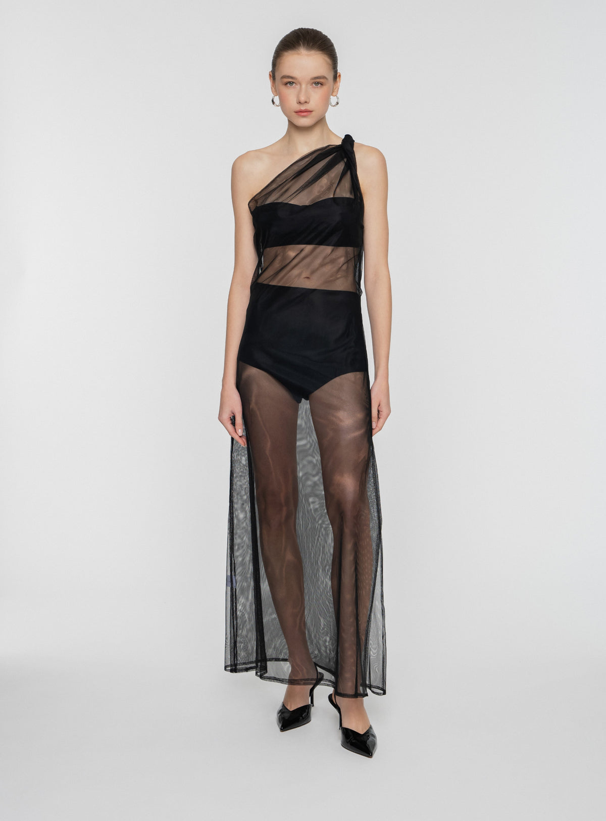 One-Shoulder Dress in Tulle