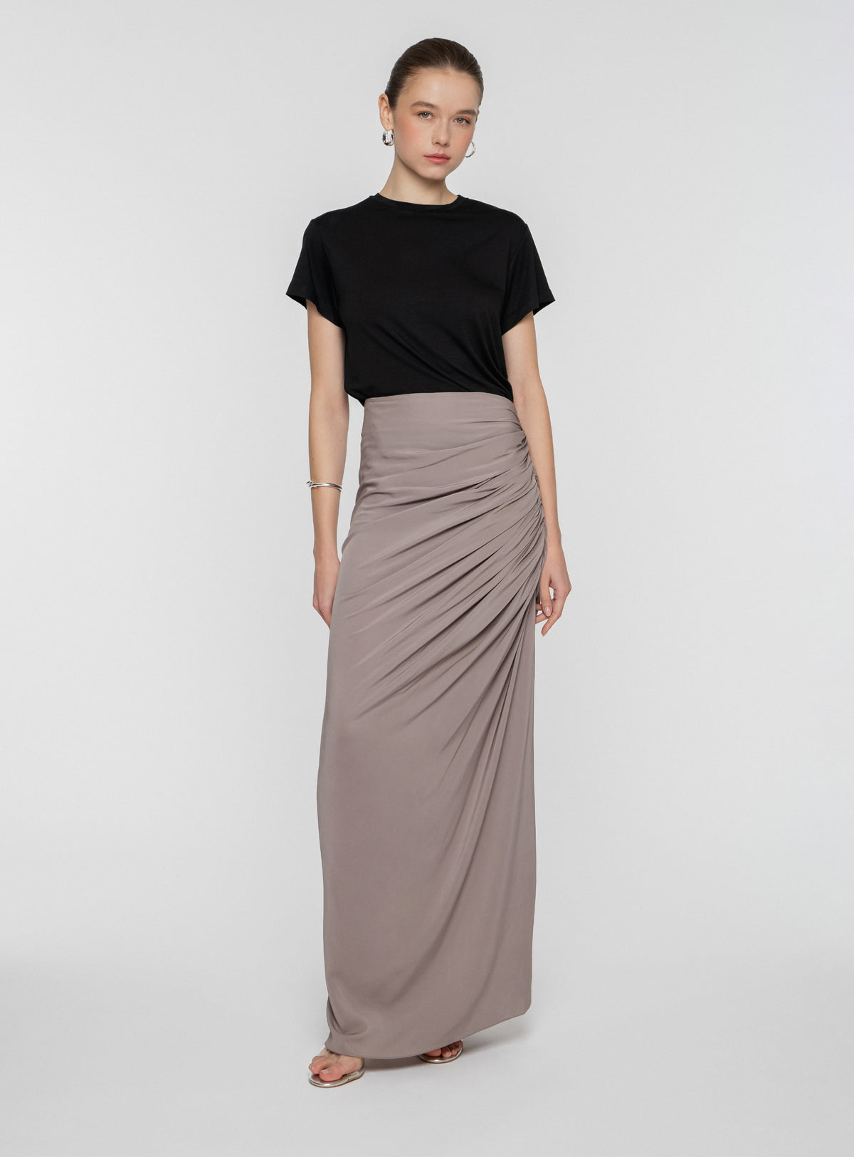 Draped Long Skirt in Light Cady