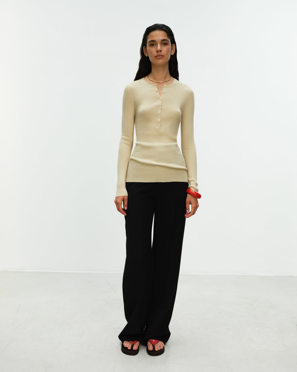 ADDY Ribbed Henley Sweater