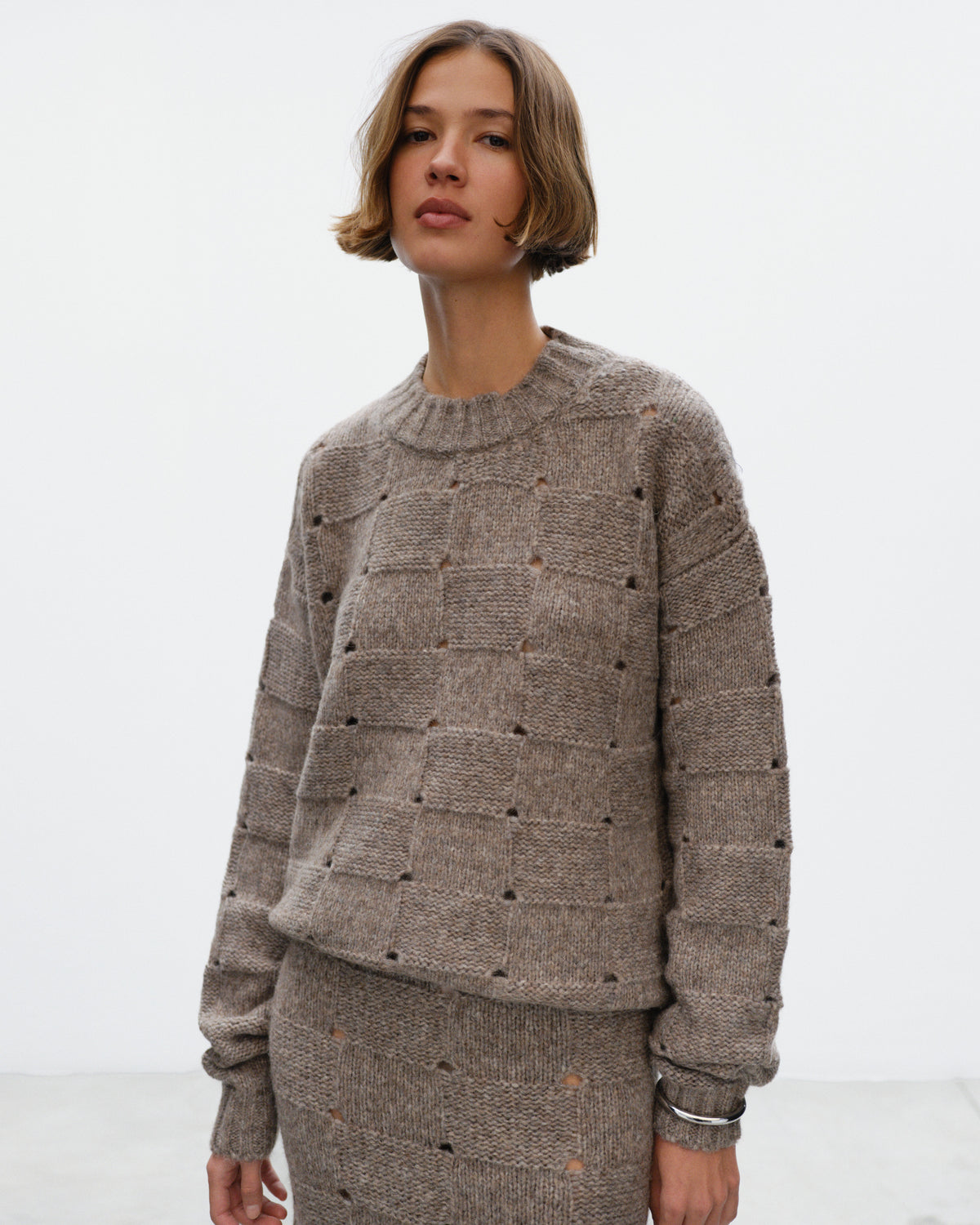 FLAVIE Basketwave Round Neck Sweater