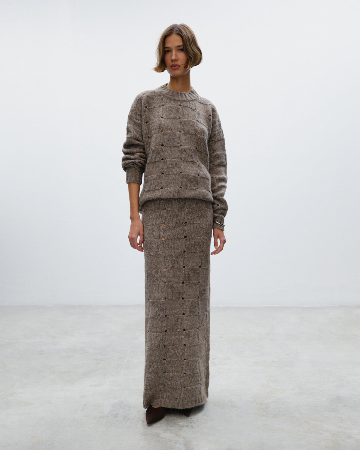 FLAVIE Basketwave Round Neck Sweater