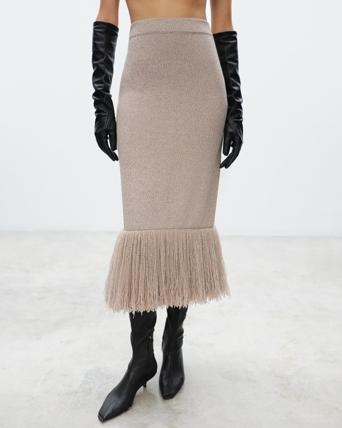 DELLA Long Skirt with Fringes