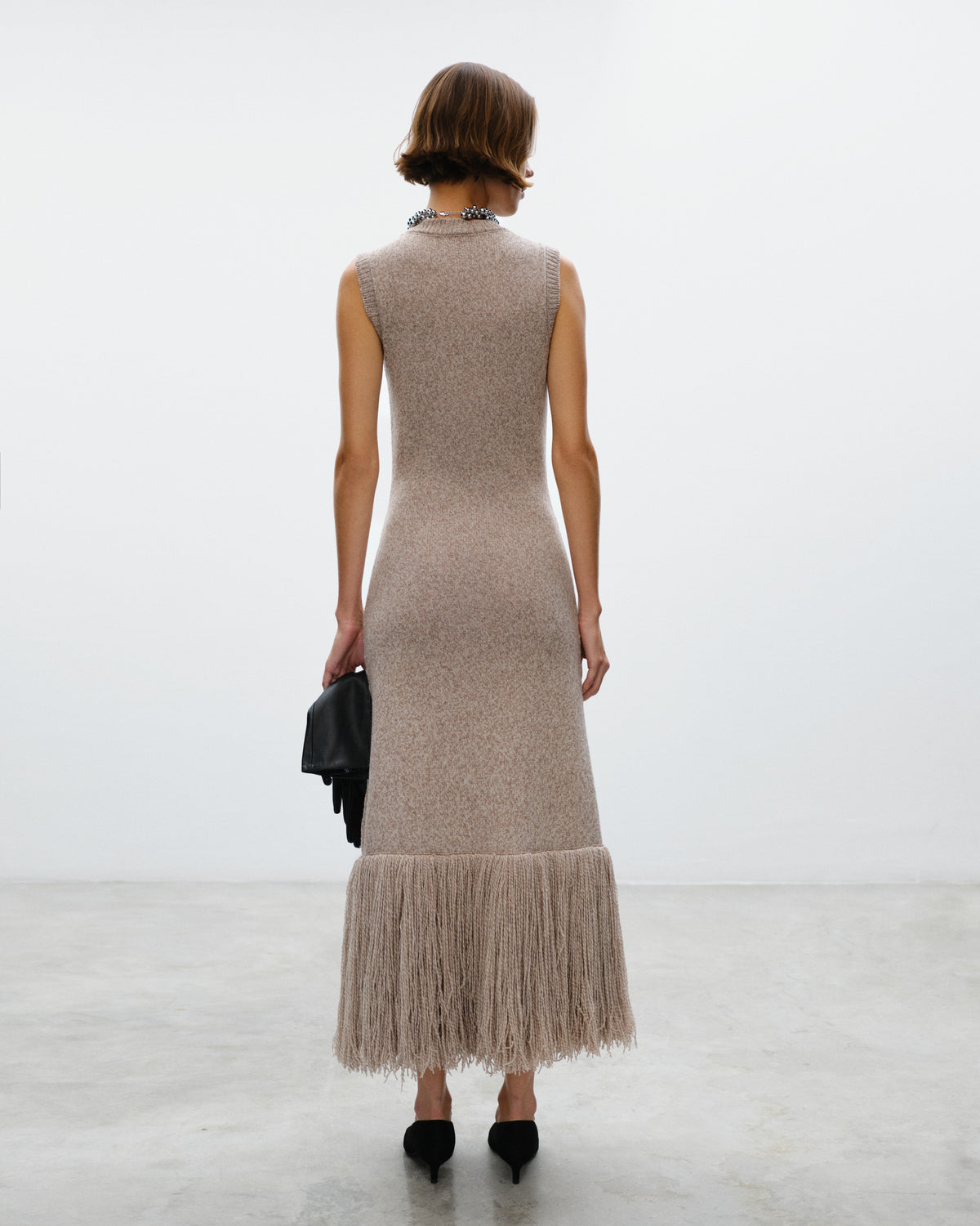 DIANE Long Dress with fringes Beige
