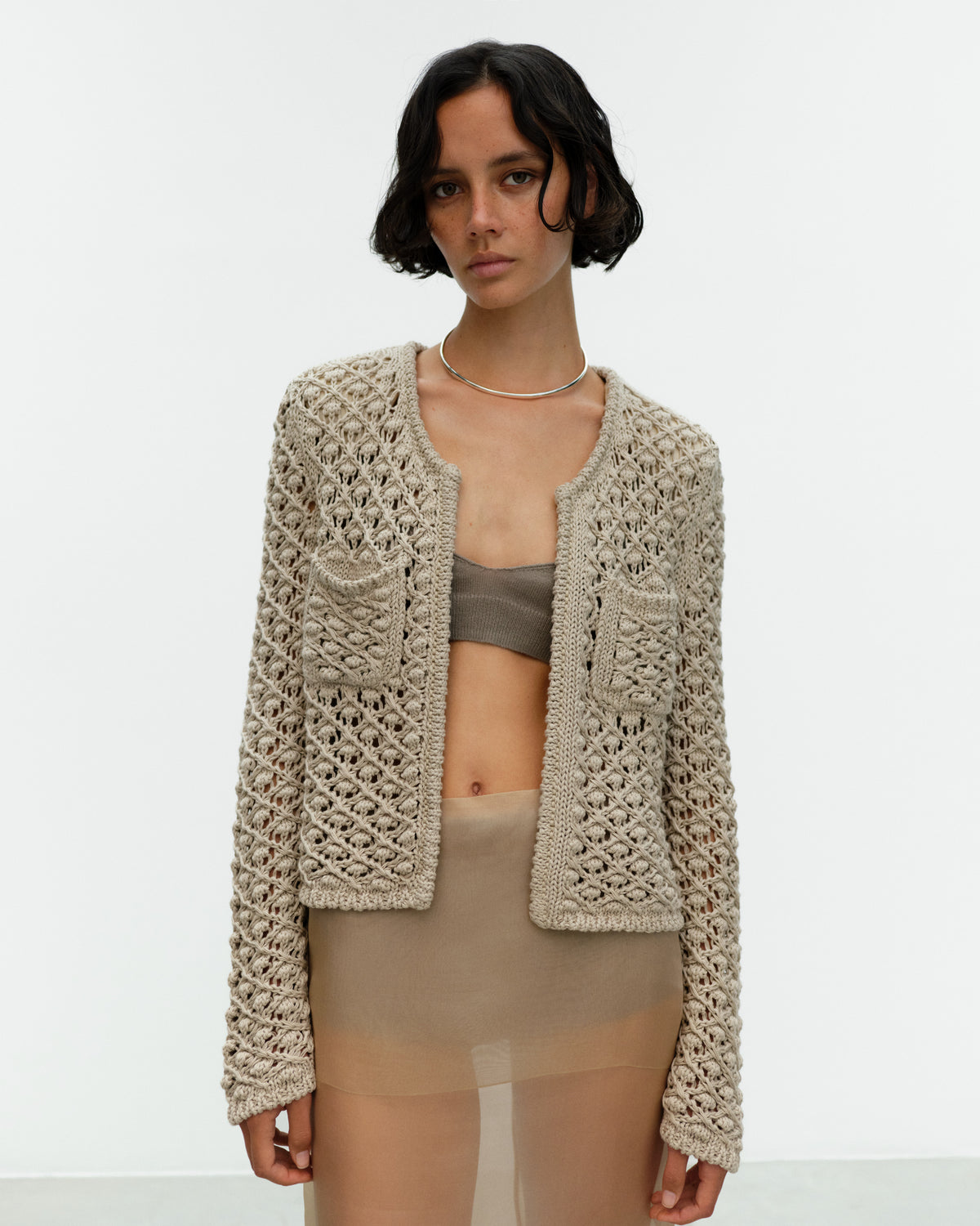 CARIN Round Neck Cardigan