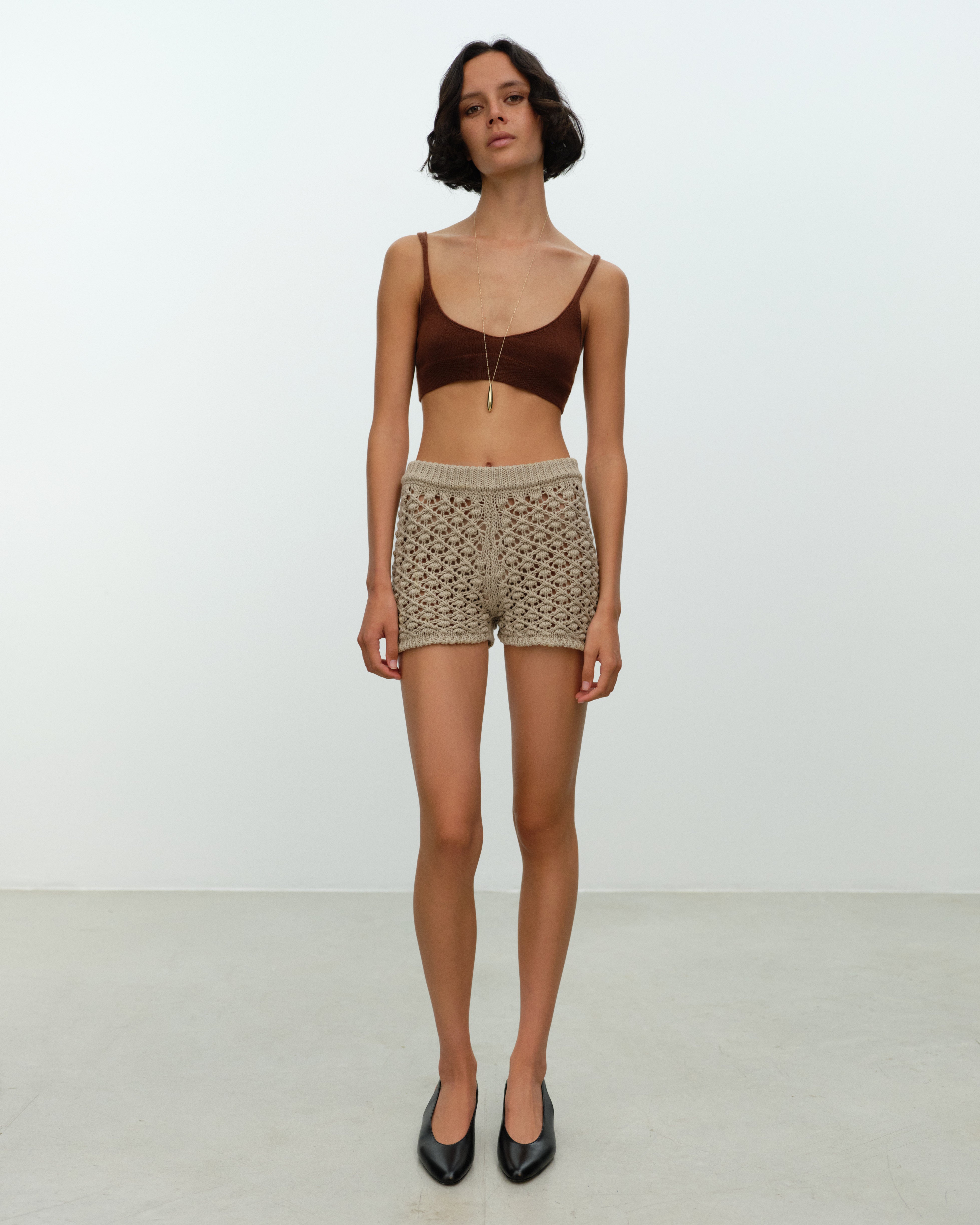 【Kayle】WOOL SHORT KNIT WAIST WARMER CARRIE Knitted Shorts – ELY ELY