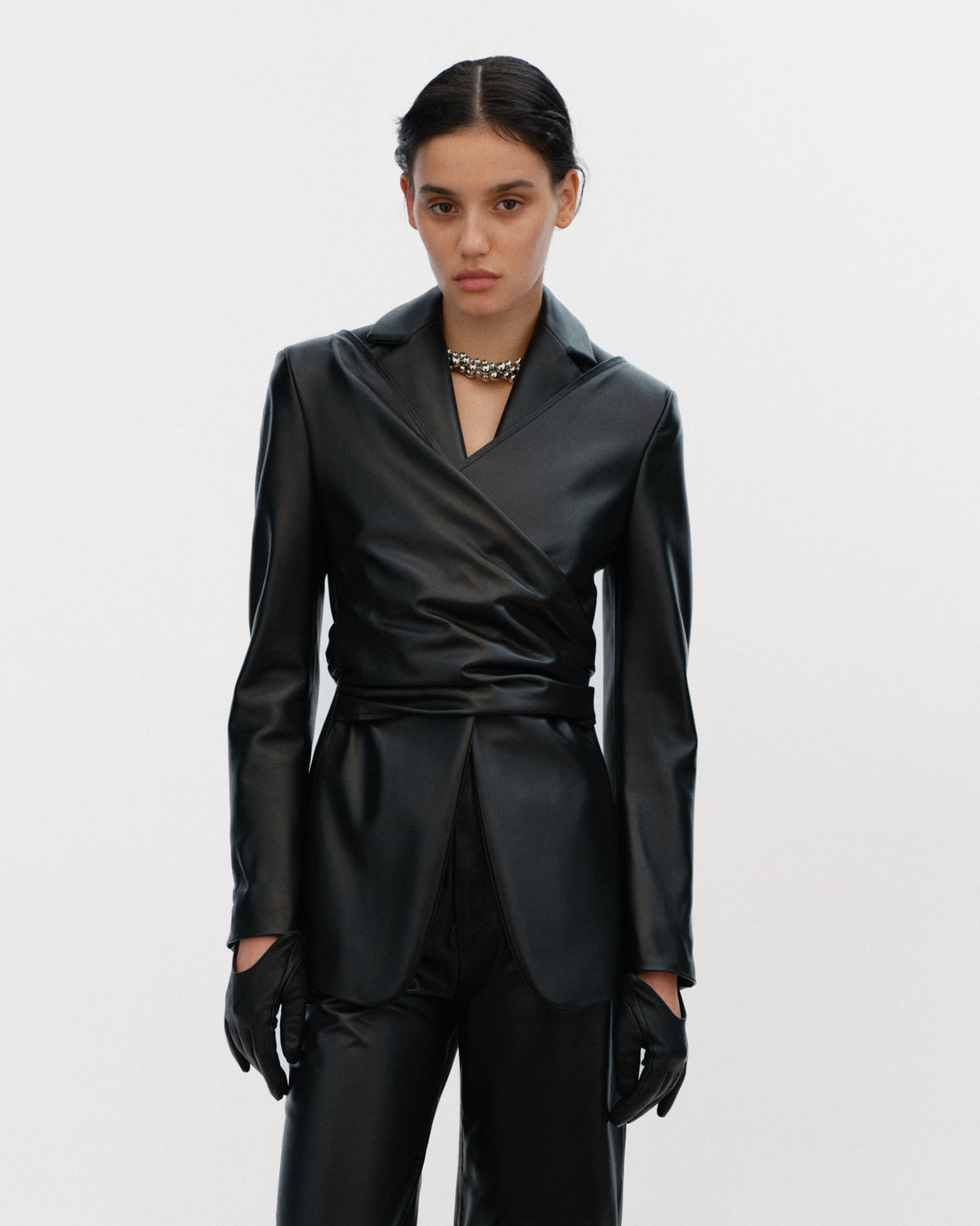 VANESSA Draped Jacket in Leather