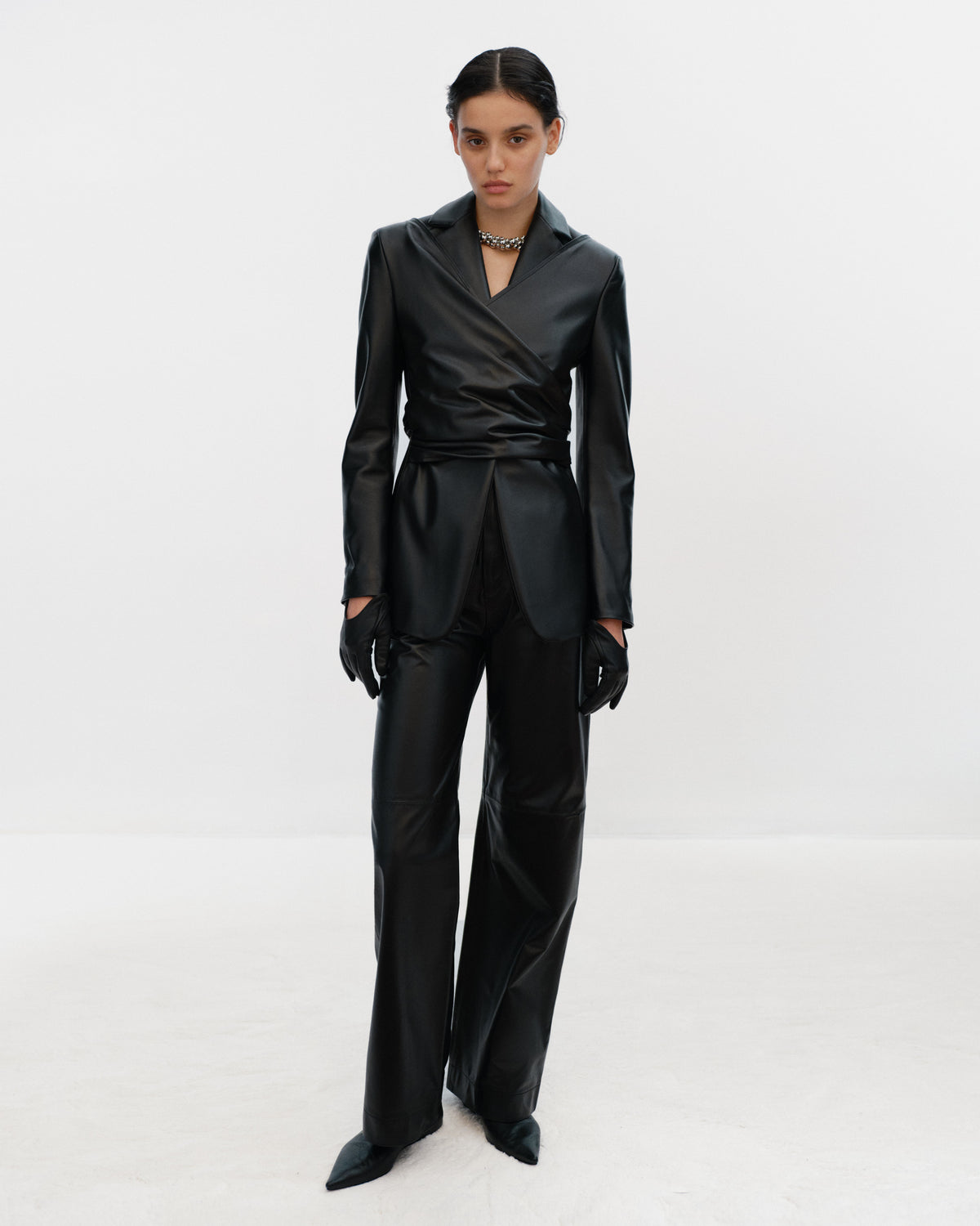 VANESSA Draped Jacket in Leather