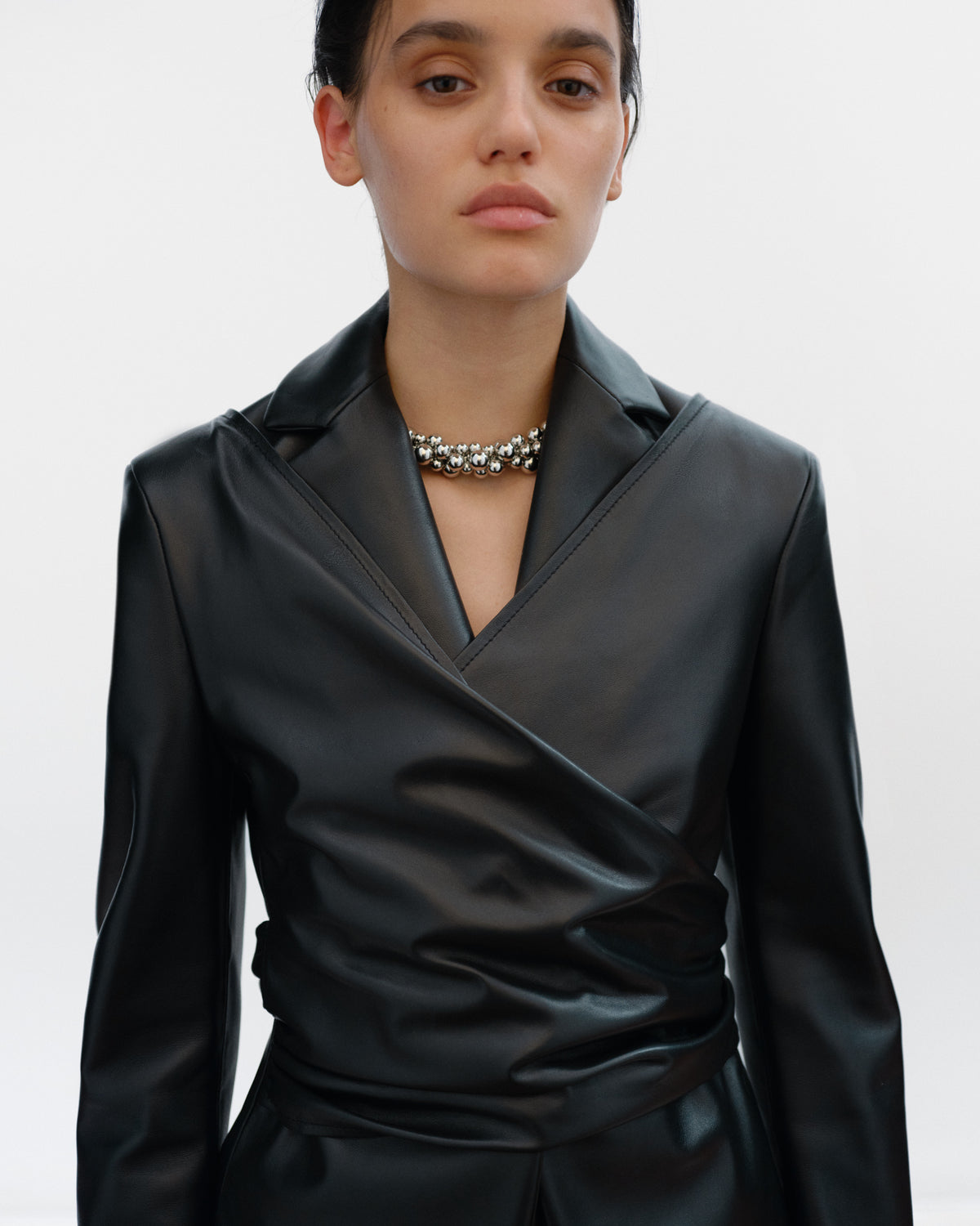 VANESSA Draped Jacket in Leather