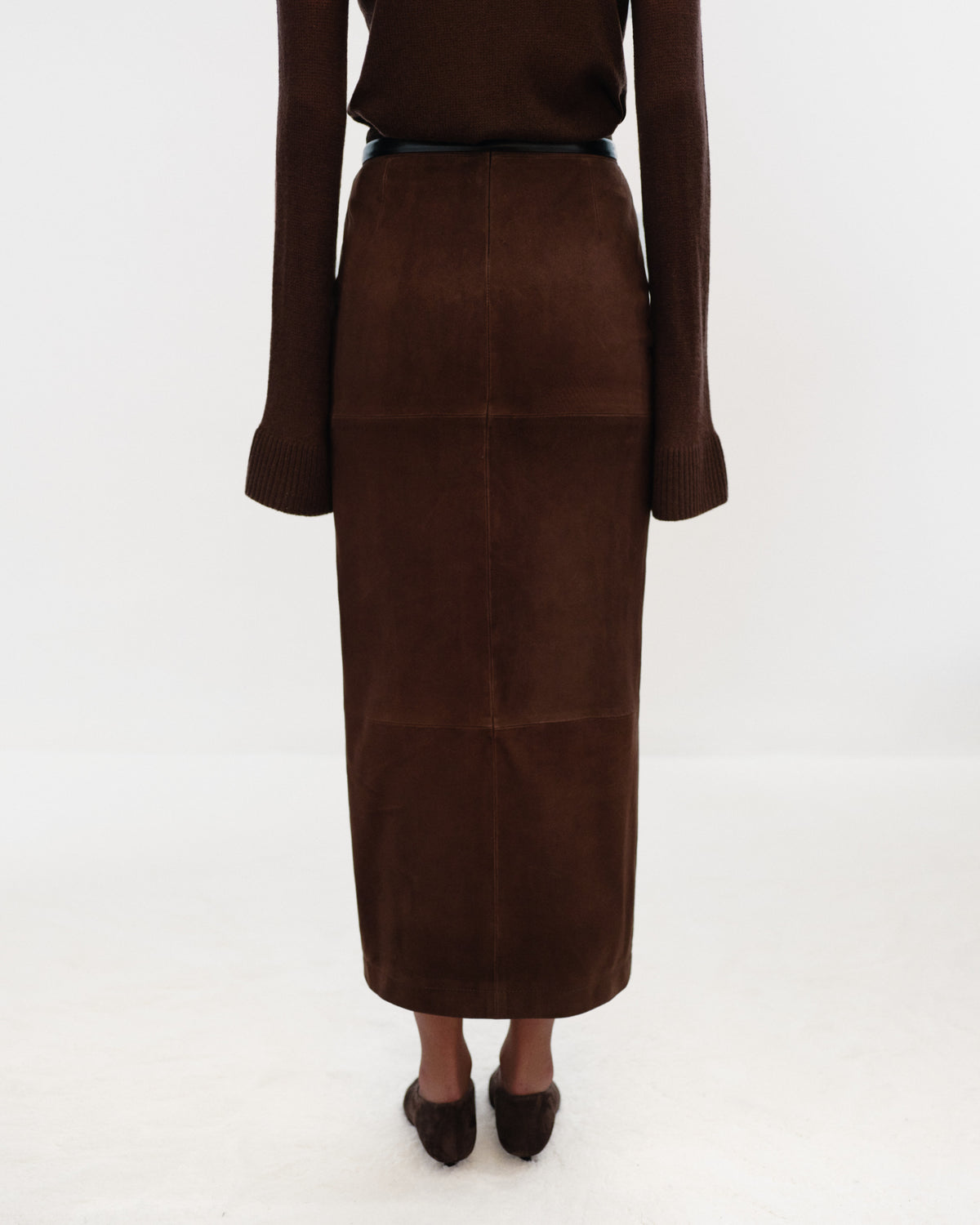 VIRGIE Long Skirt with slit in Suede