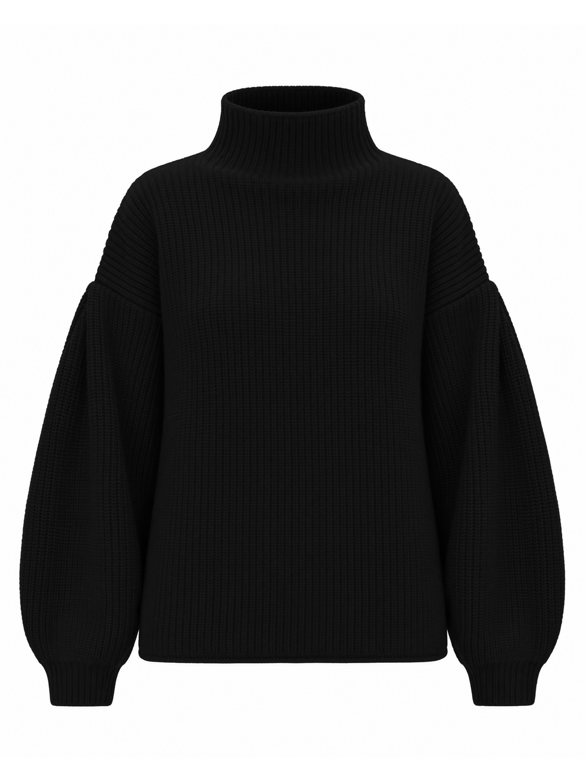 HALEY Ribbed Funnel neck Sweater Black