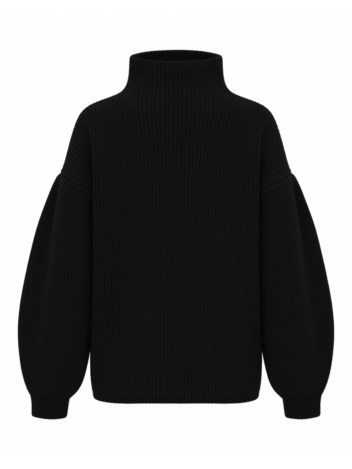 HALEY Ribbed Funnel neck Sweater Black