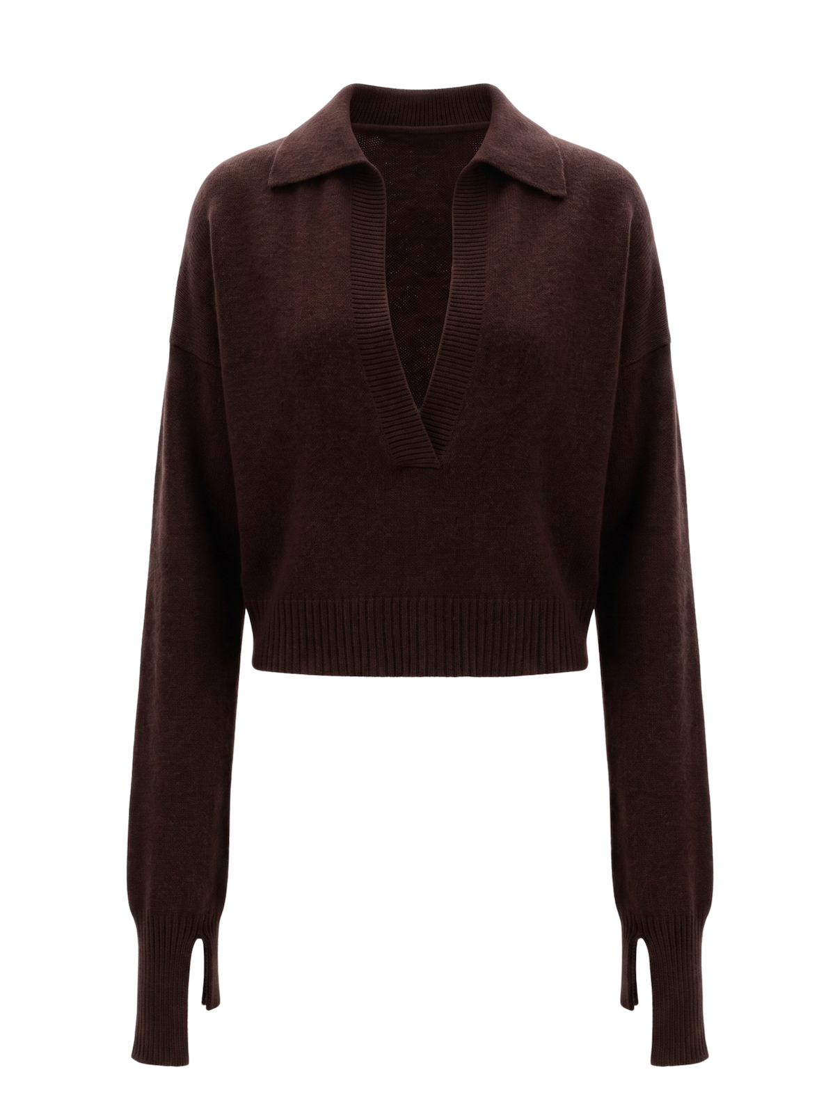 JULIA Open Neck Polo Brown