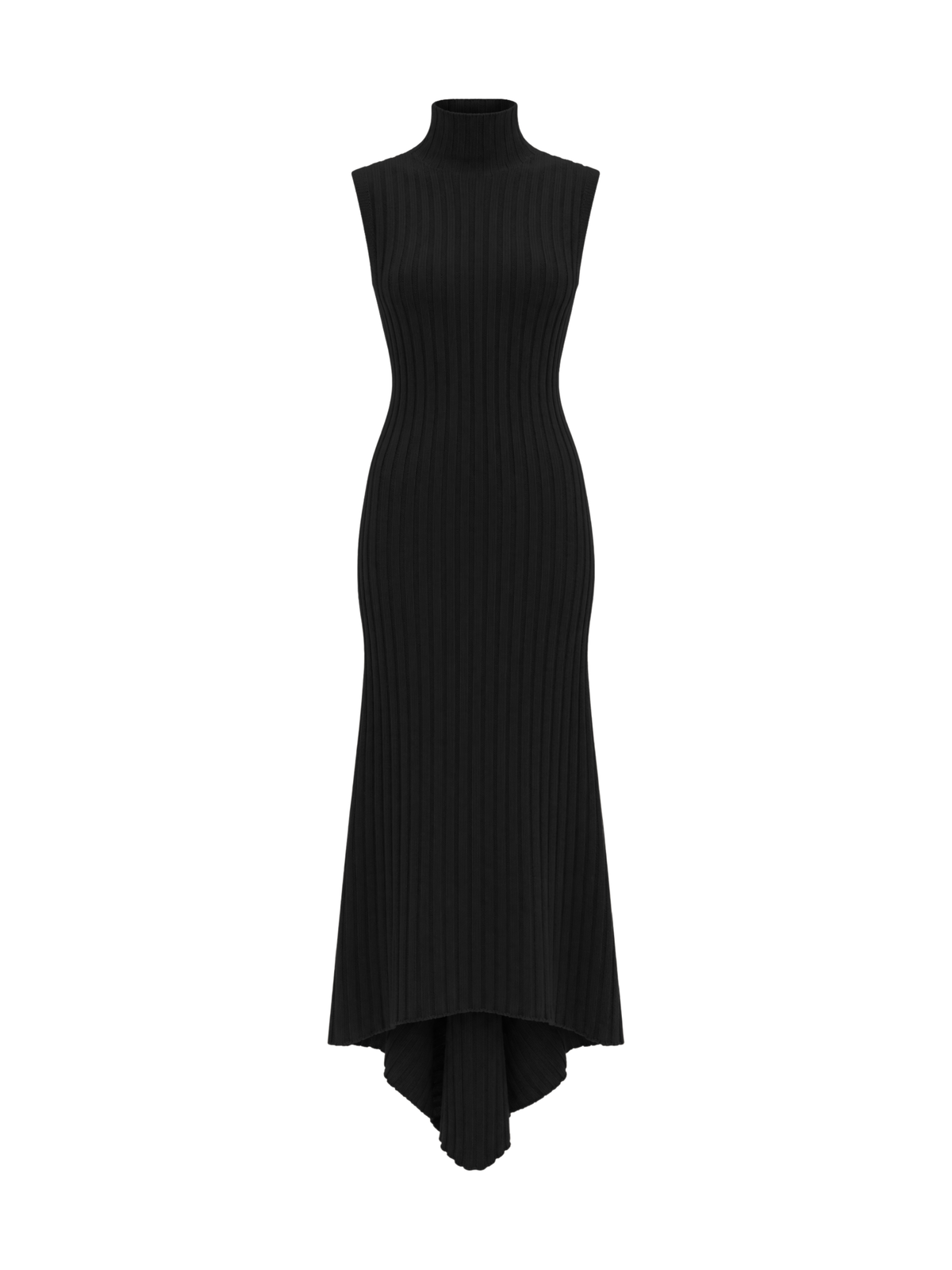 HELOISE Ribbed Sleeveless Long Dress Black