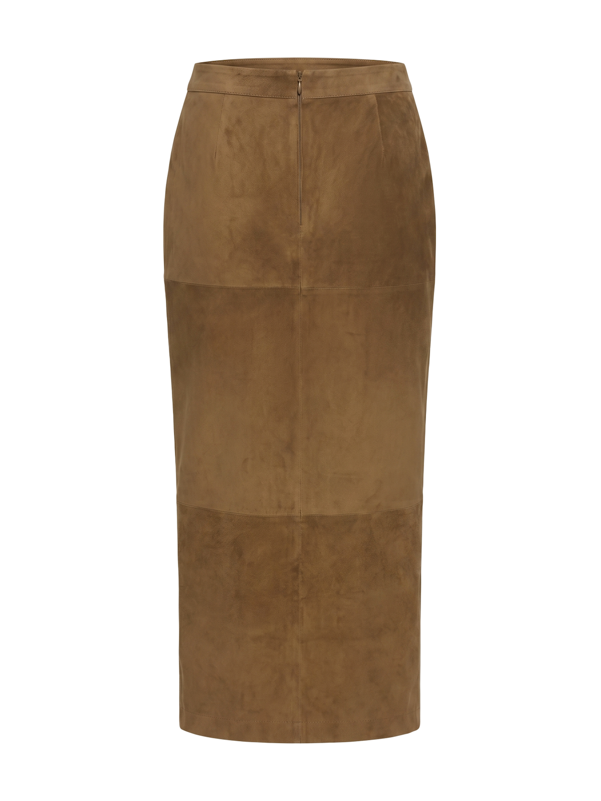 VIRGIE Long Skirt with slit in Suede Taupe