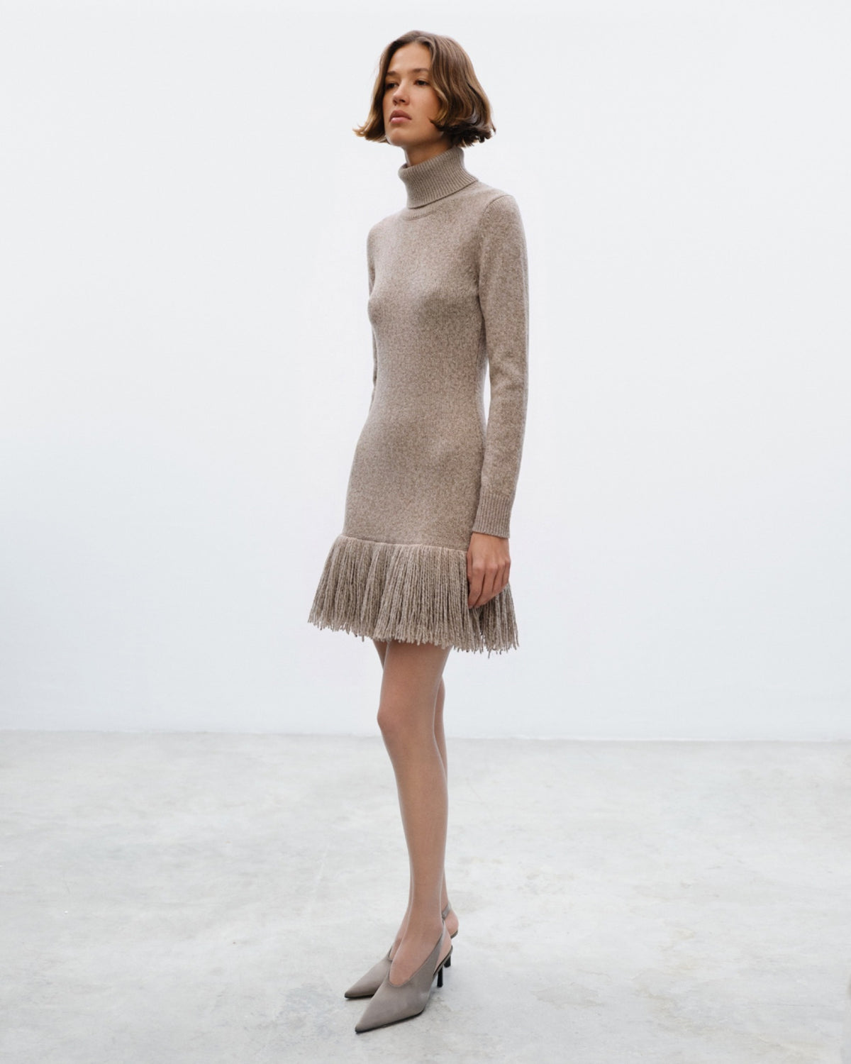 DOLLY Turtleneck Dress with fringes