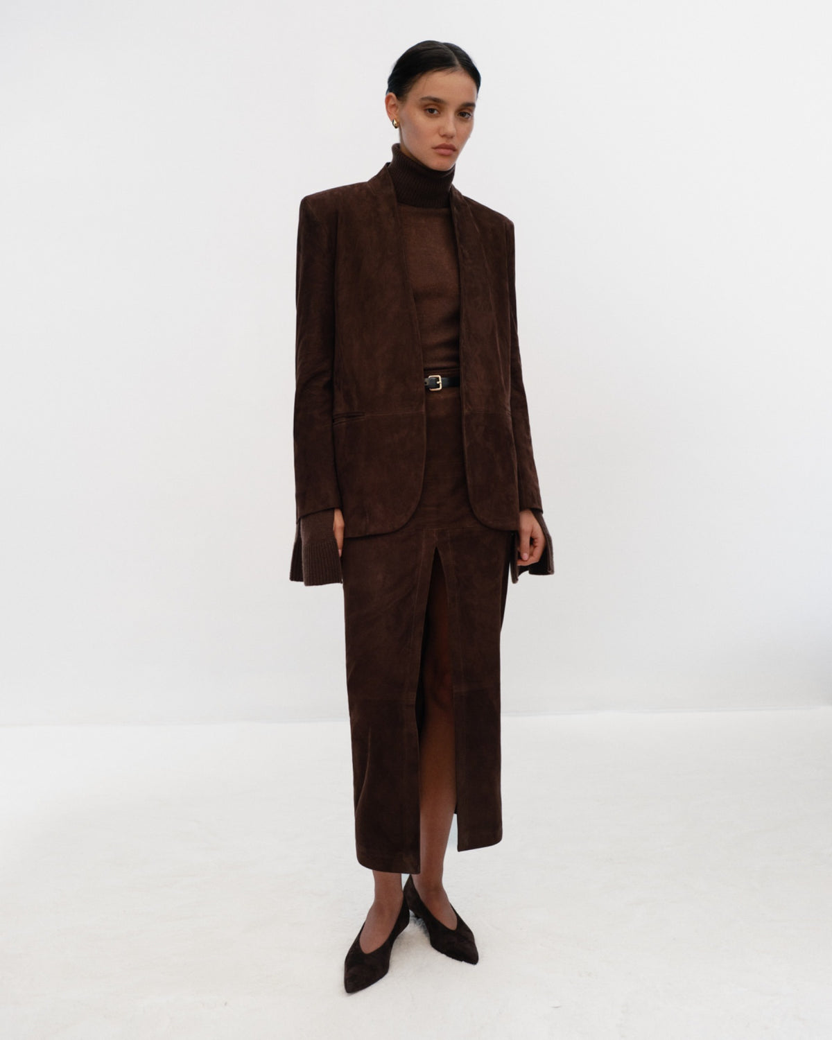 VERA Neckless Jacket in Suede