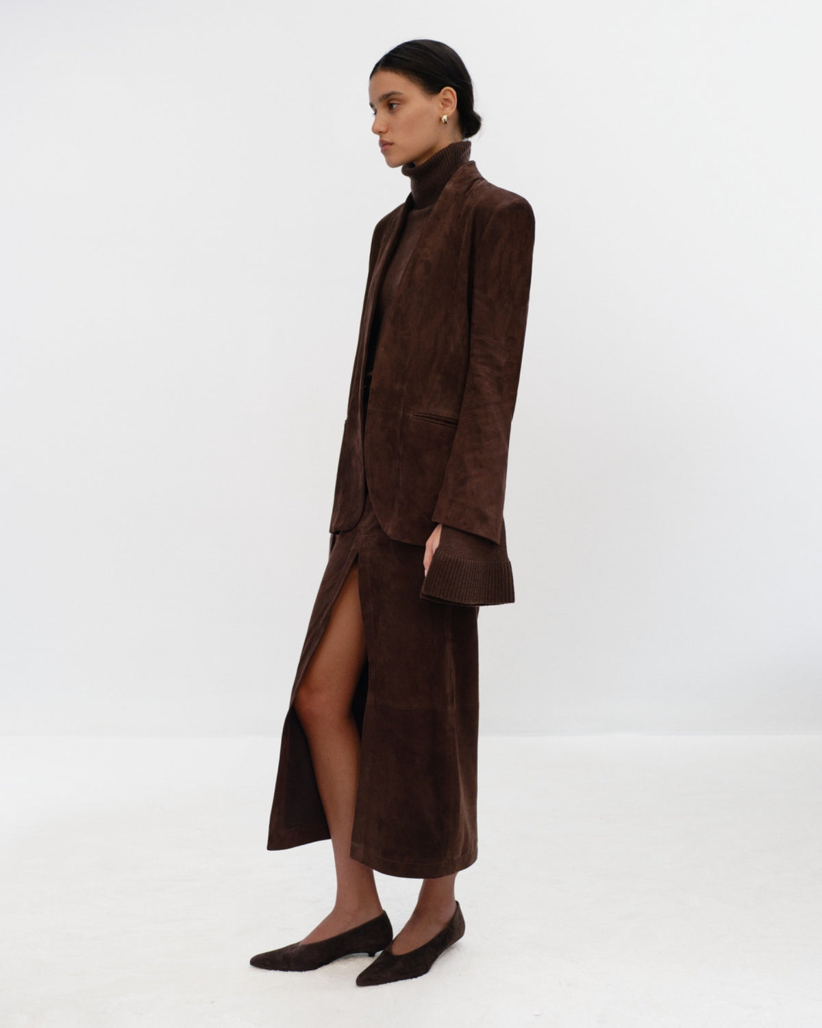 VERA Neckless Jacket in Suede