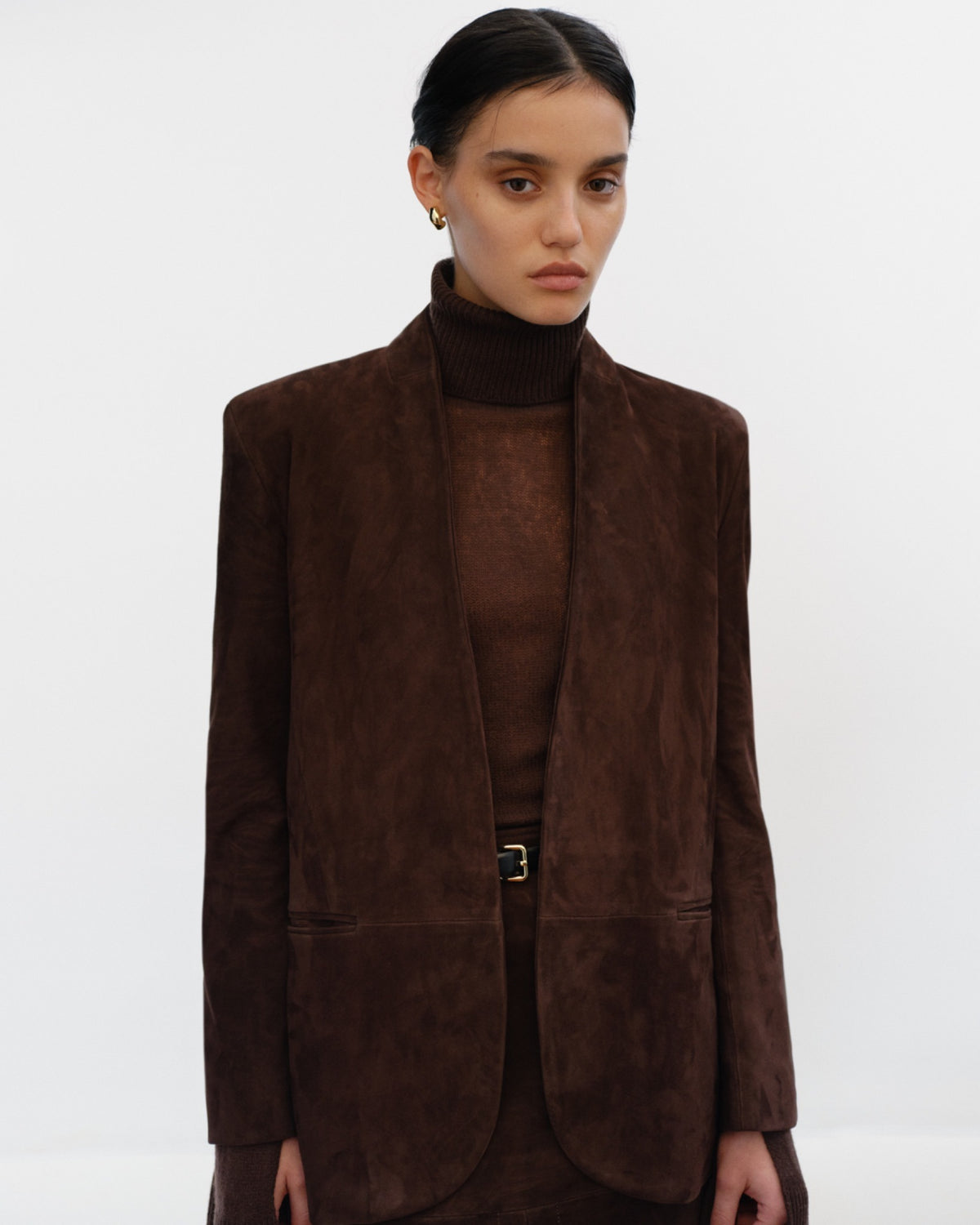 VERA Neckless Jacket in Suede