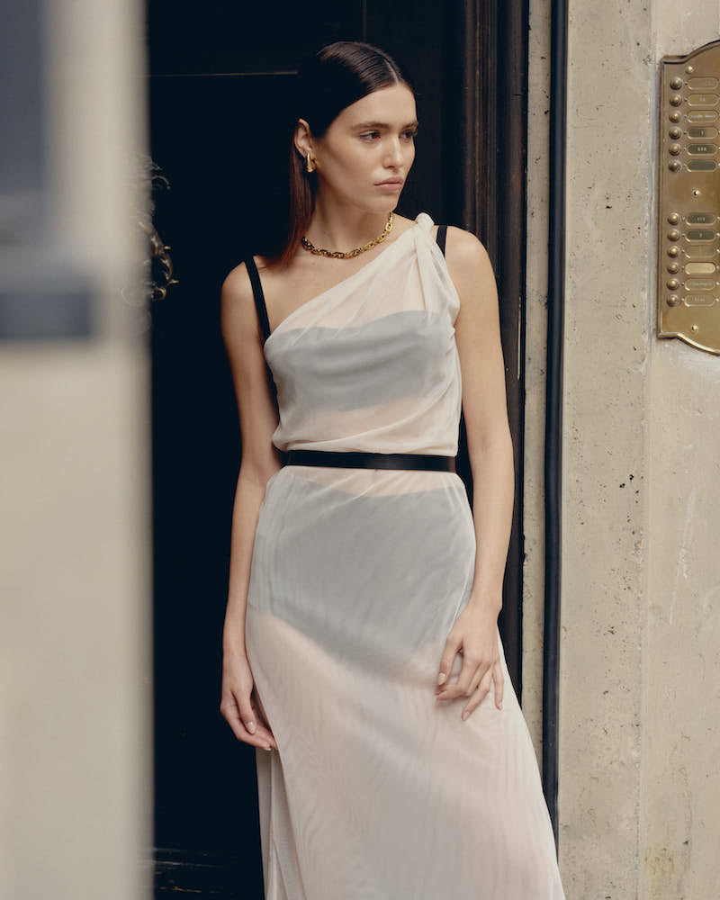 One-Shoulder Dress in Tulle