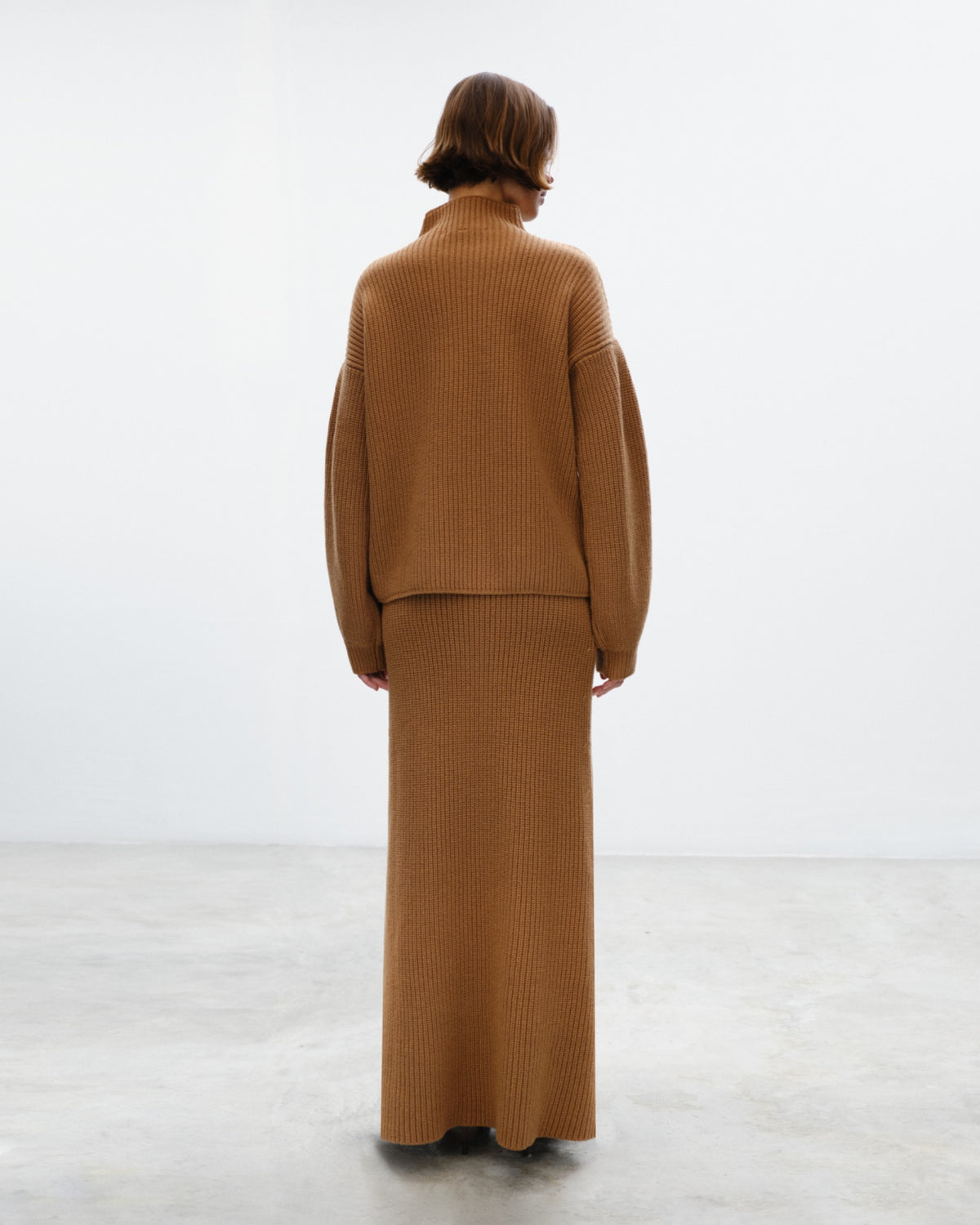 HALEY Ribbed Funnel neck Sweater Camel