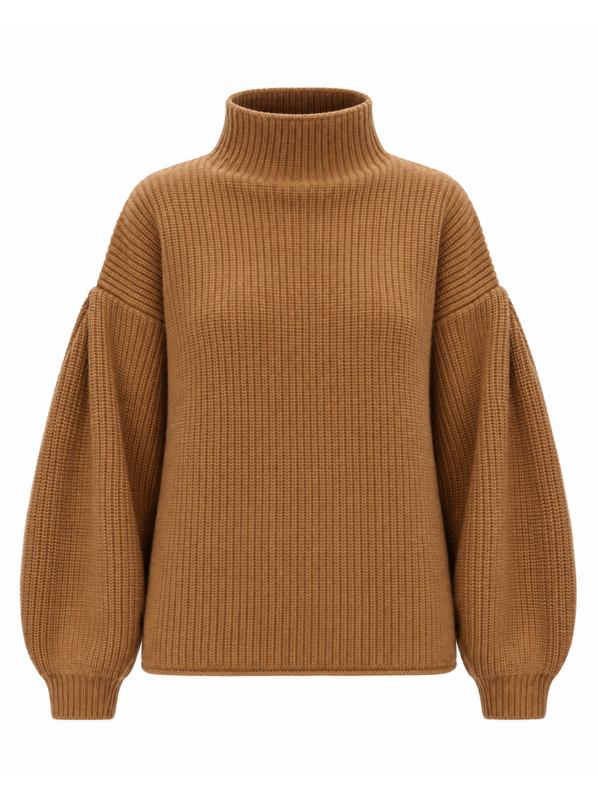 HALEY Ribbed Funnel neck Sweater Camel