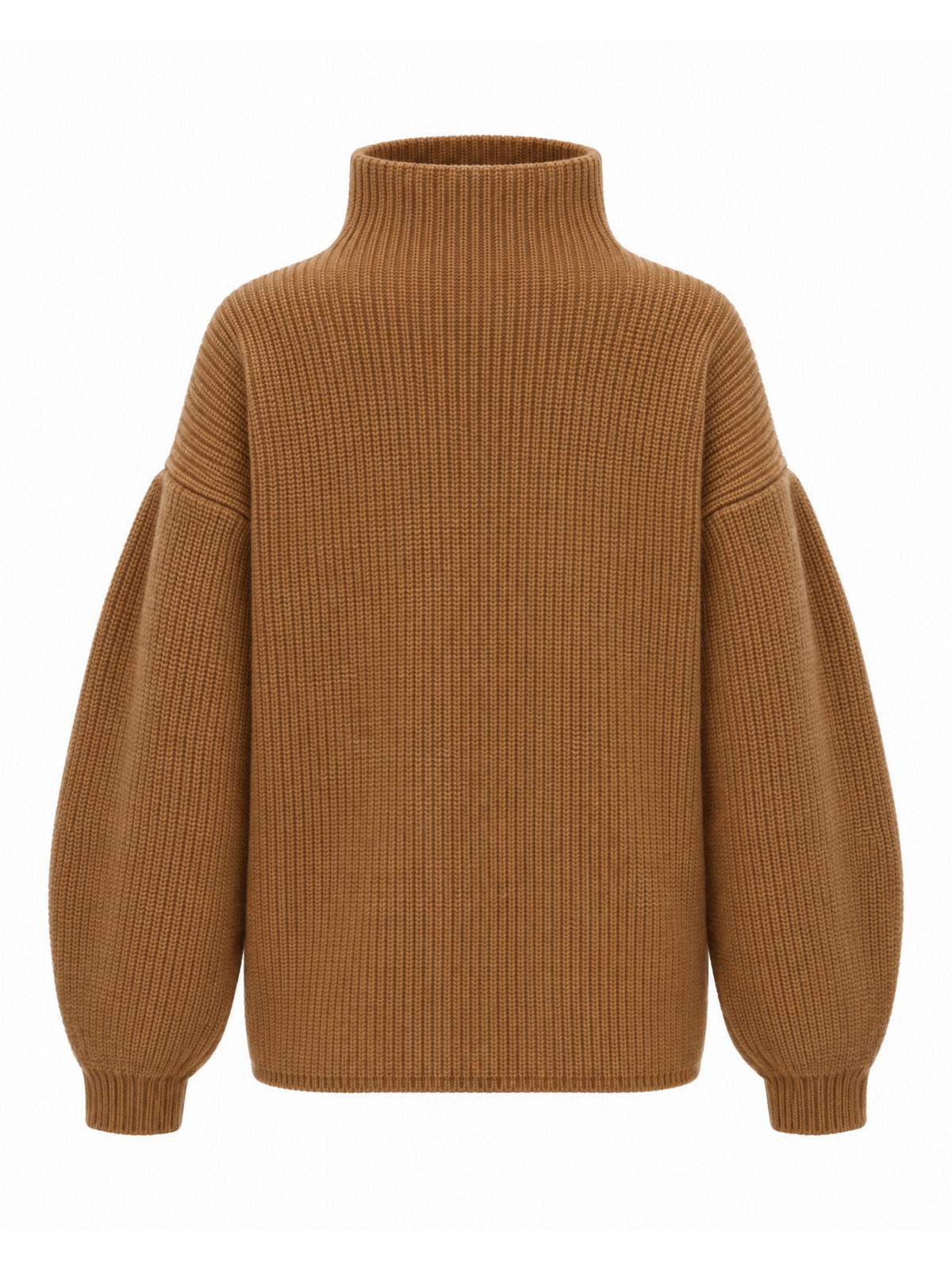 HALEY Ribbed Funnel neck Sweater Camel