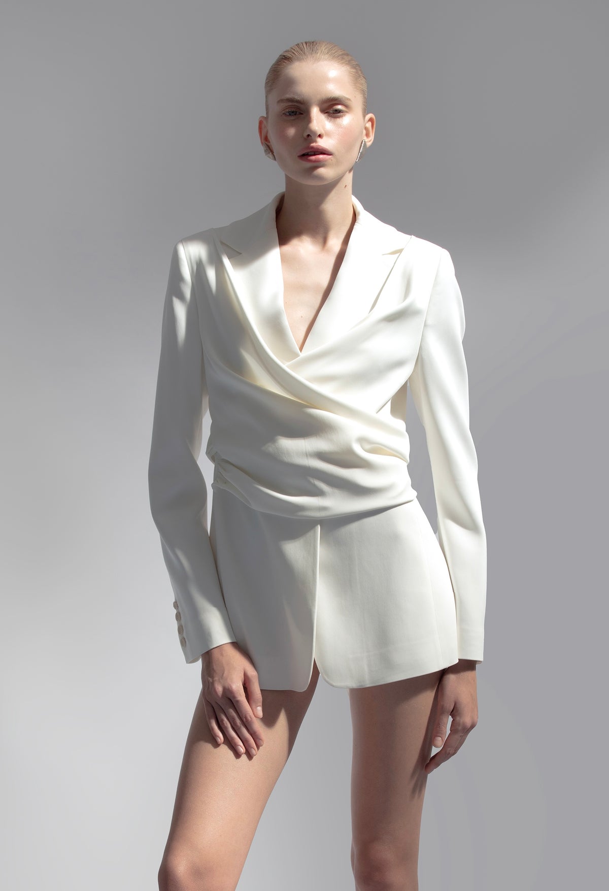 Draped jacket in Stretch Cady