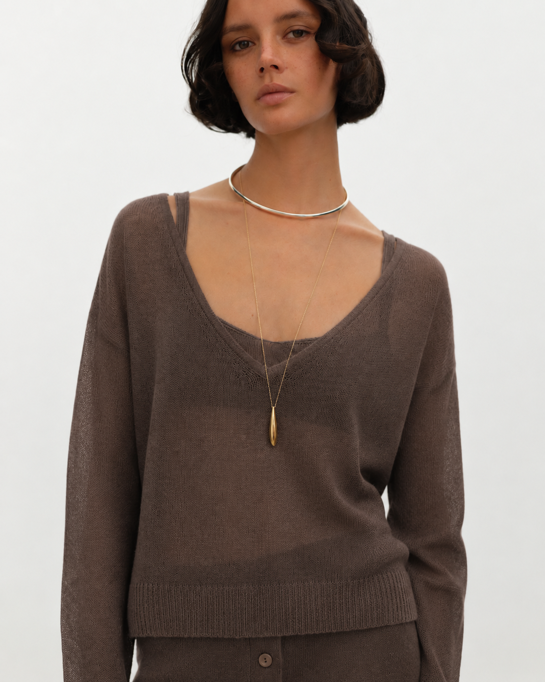MARCY Cashmere V-Neck Boxy Sweater