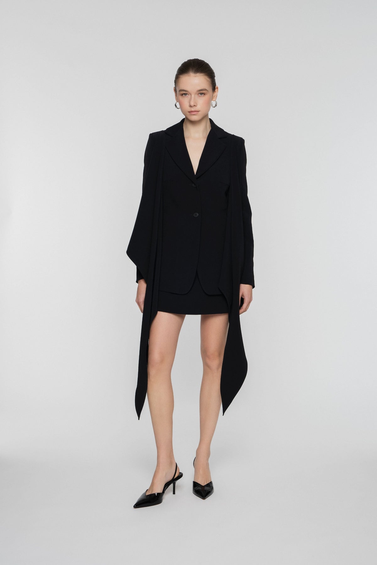 Draped jacket in Stretch Cady